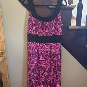 Dress Barn Pink and Black Midi Dress